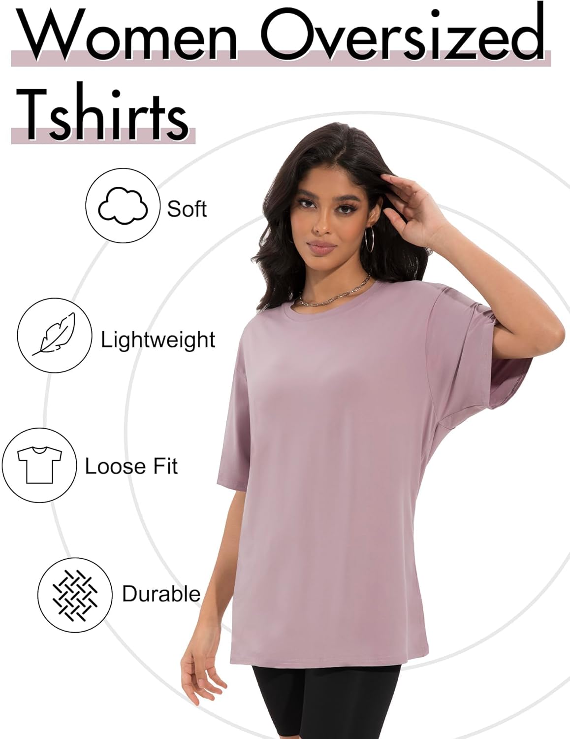 Siimcuzy 4 Pack Oversized Tshirts for Women, Loose Fit Crew Neck Summer Baggy Tops Workout Tees Plus Size T Shirts