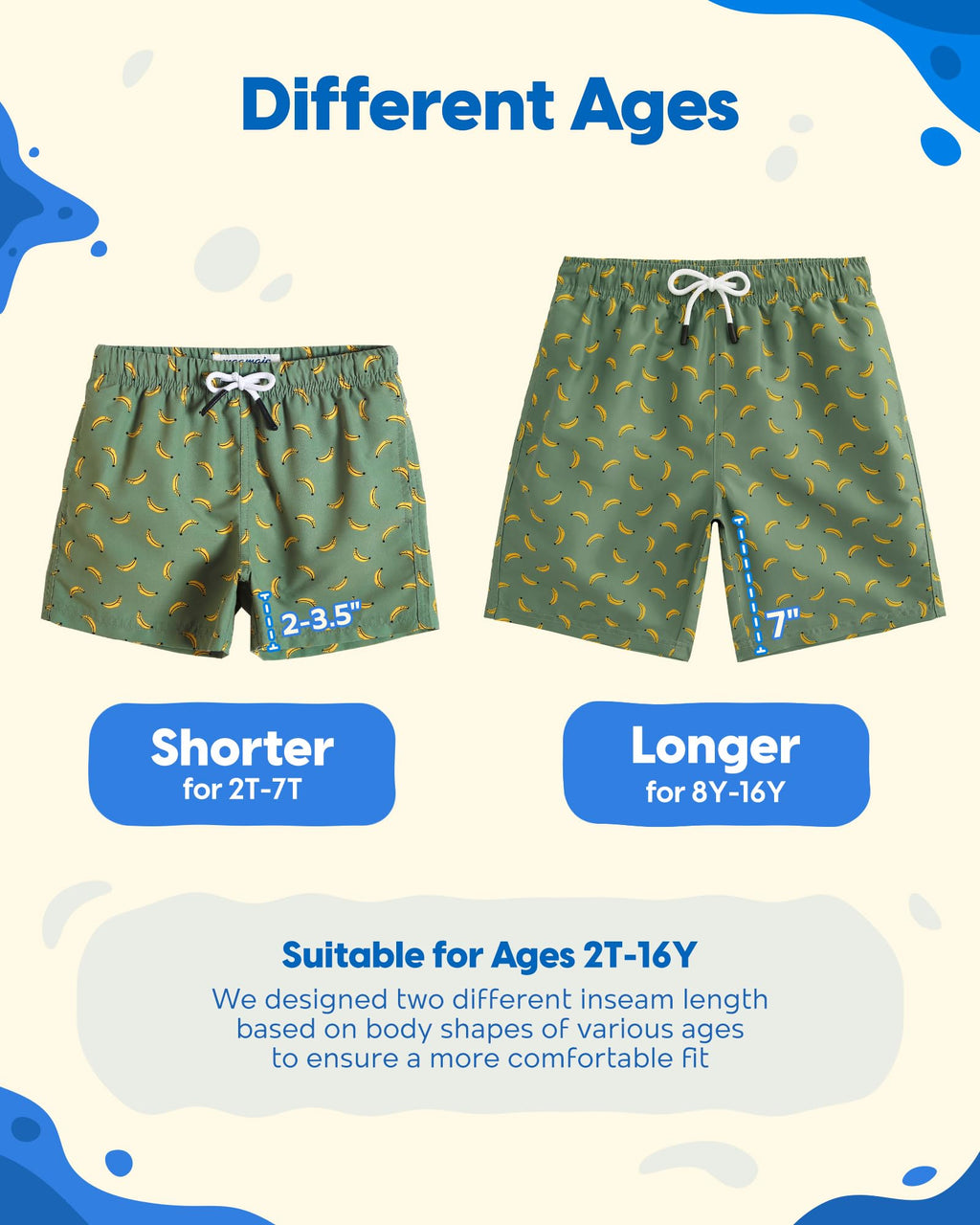 maamgic Boys Swim Trunks Toddler Swim Shorts Little Boys Bathing Suit Swimsuit Toddler Boy Swimwear,Banana-Matcha Green,10 T