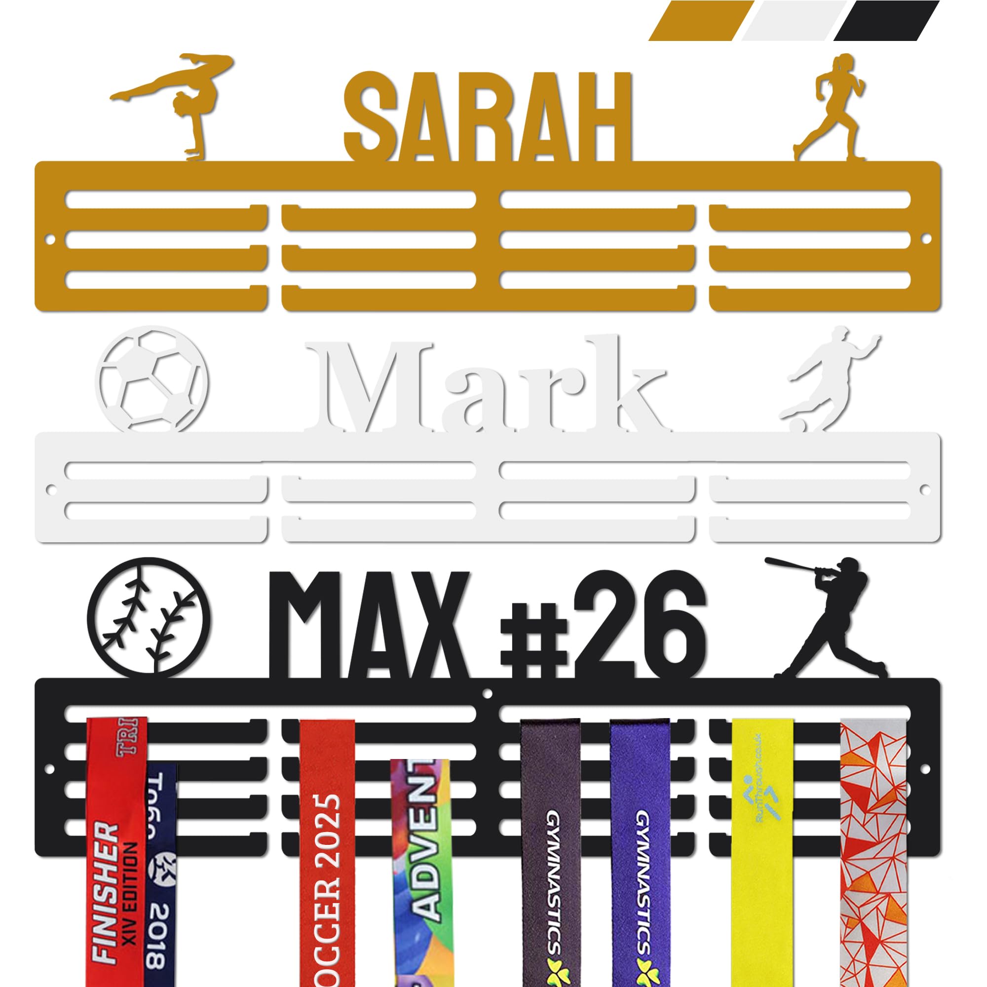 Tegik Personalized Medal Hanger Display, Custom Medal Holder for Awards and Trophies, Easy to Install with Mount Kit