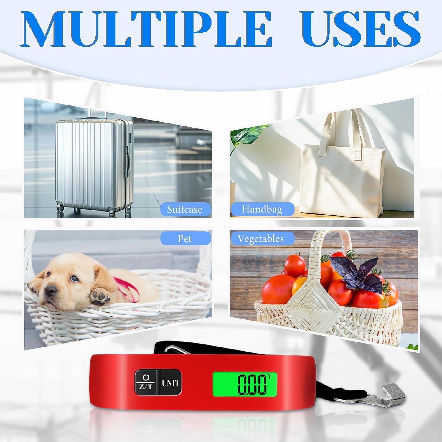 Skiennix Luggage Scale - 110lb Digital Weight Scale with LED Display & 4 Unit Switching | Red