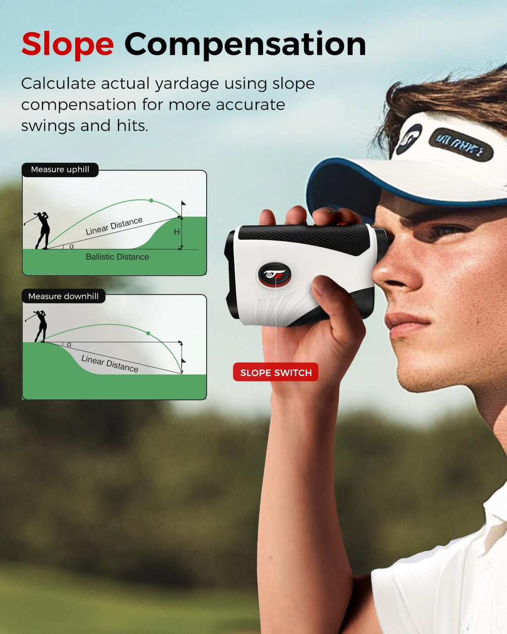 Skiennix Golf Rangefinder - 1200 Yards Laser Range Finder with Slope, Flag Pole Locking & 7X Magnification