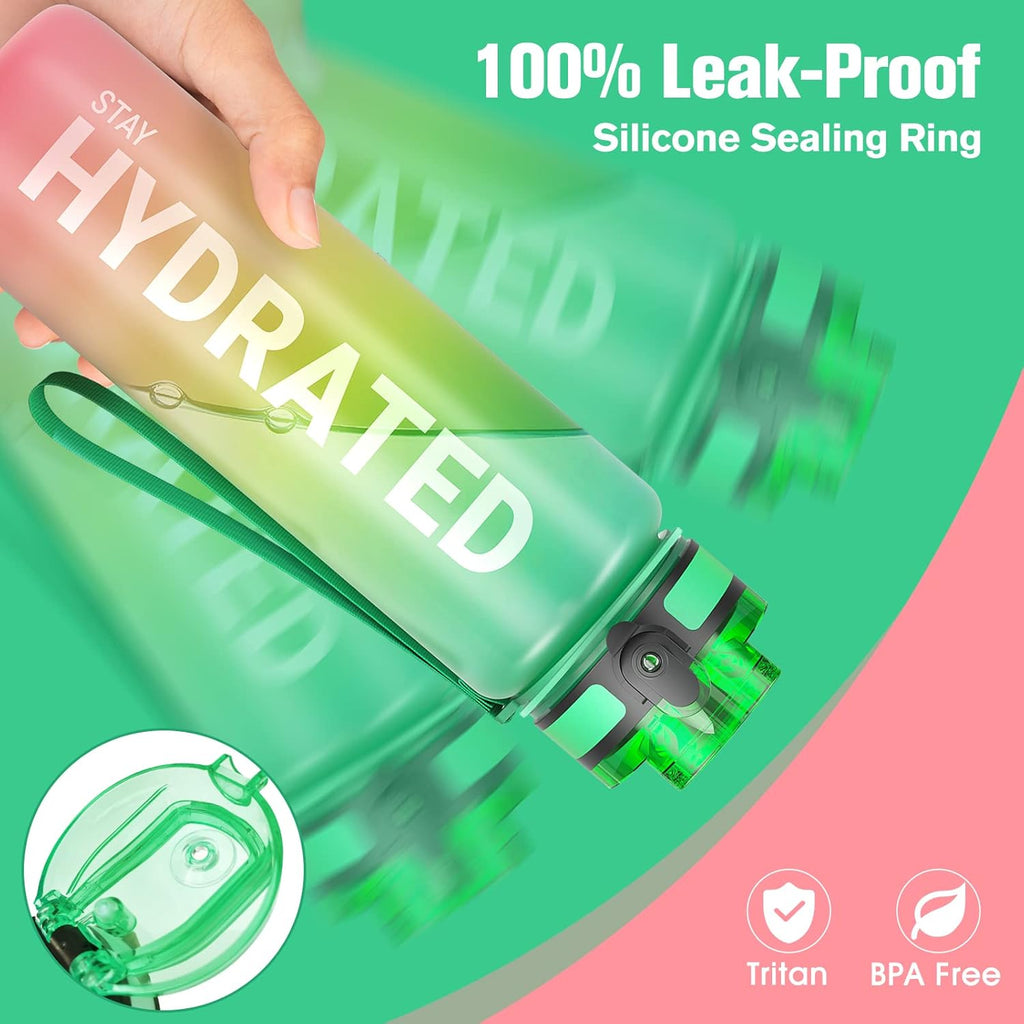 Sahara Sailor Water Bottle - Durable & Leakproof Tritan Design | Motivational Time Marker, BPA Free, 32oz
