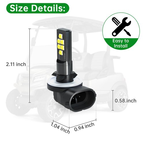 10L0L Golf Cart Headlight Bulb for EZGO 1994+, Club Car DS 1999+ and Club Car Precedent 2004+, 12V Head Light Bulb, Relace OEM 101988101, 74004-G01 Pack of 2