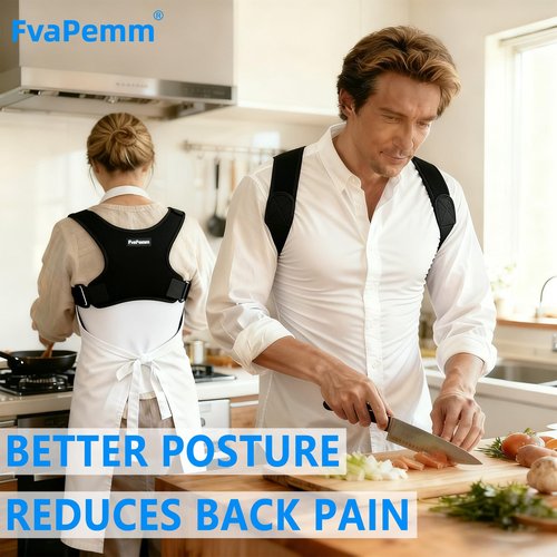 FvaPemm Posture Corrector for Women Men, Copper Upper Back Brace, Back Straightener Support Correcting Hunchback and Bad Posture, Back Pain Relief for Neck, Shoulder, Clavicle, Black, L/XL