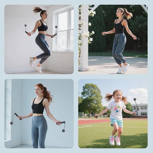 ATHSPO Cordless Jump Rope with Counter, Weighted Ropeless Skipping Rope for Fitness, Adjustable 2-in-1 Jump Rope for Women Men, Digital Calorie Counter, Tangle-Free Home Gym Workout Equipment