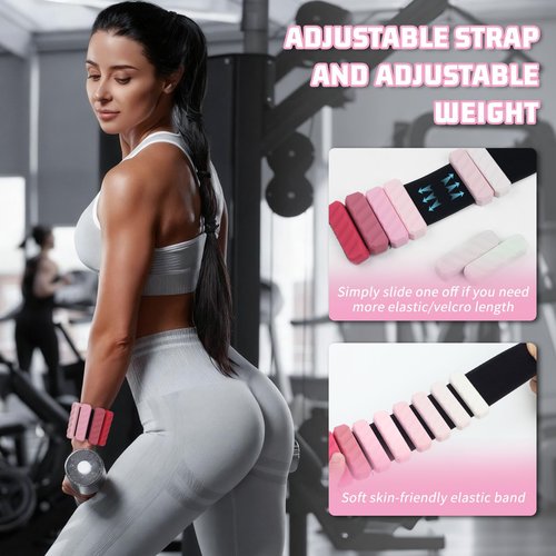 Pilates Ankle Wrist Weights for Women Set of 2 (1lb Each) With Resistance Bands Set, Adjustable Silicone Bangles for Arm Leg Weights & Exercise Bands Set Suitable for Working Out Walking Rehab Yoga Gym Home Exercise