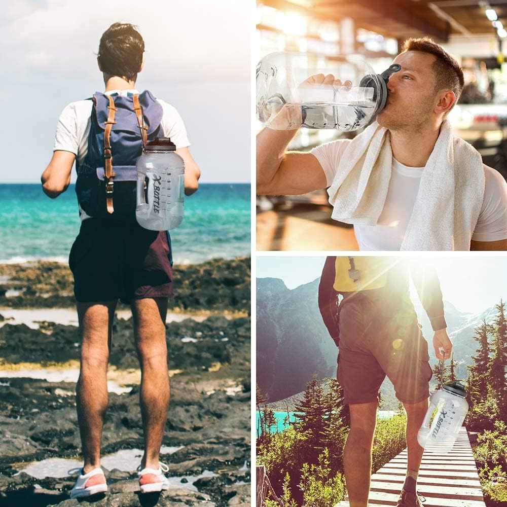 Skiennix 1 Gallon Water Bottle - BPA Free, Leak-Proof Design with Motivational Time Marker & Handle | 128oz