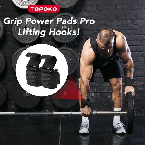 2 Pcs Weight Lifting Hooks - Upgraded Heavy Duty Lifting Wrist Straps for Deadlift, Powerlift, Pull up bar, Liftups, Shrugs, Alternative in Fitness Gym Power Training, Not Scalable Hook