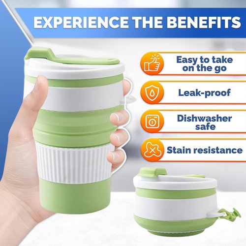 ZQZXD 4-Pack Collapsible Cup Reusable – 12oz Leakproof Travel Coffee Mug, Silicone, Foldable & Portable for Hiking, Camping, Office | Lightweight, Heat-Resistant, Easy to Clean, Outdoor & Travel Cup