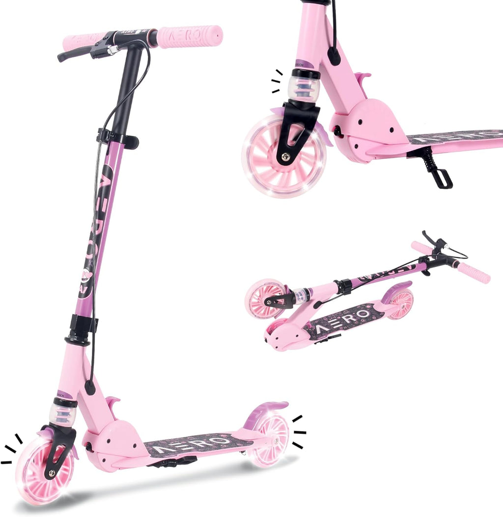 Aero Scooter for Kids 5-8 - Dynamic Lights, Hand Brake & Shock Absorption | Foldable & Adjustable