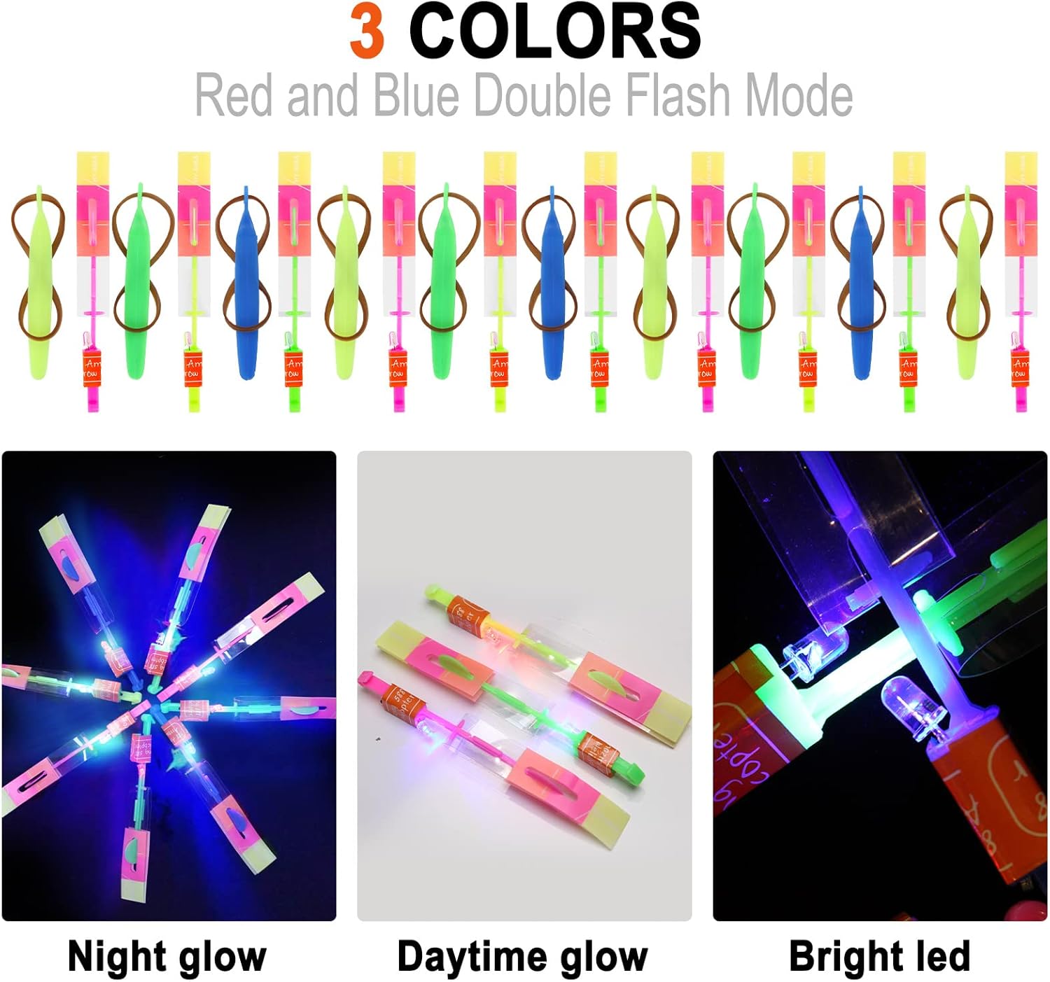 **LPVOQPTH 25 Sets LED Flying Toy Set - Glow in The Dark Slingshot Helicopters for Kids (Ages 4-12)**