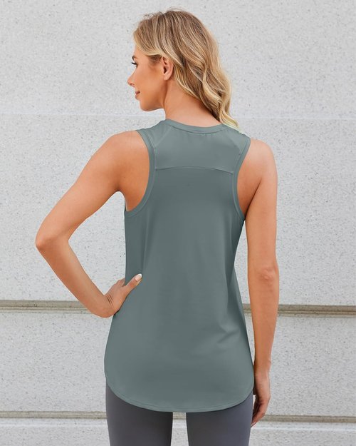 G4Free Racerback Workout Tank Tops - High Neck Athletic Sleeveless Shirts for Pilates & Running