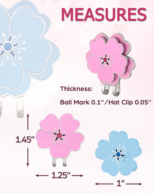 BSTWARM 12 PCS Magnetic Golf Ball Marker with Hat Clip, Golf Hat Clips with Flower Shape Ball Markers for Women & Men Golfers
