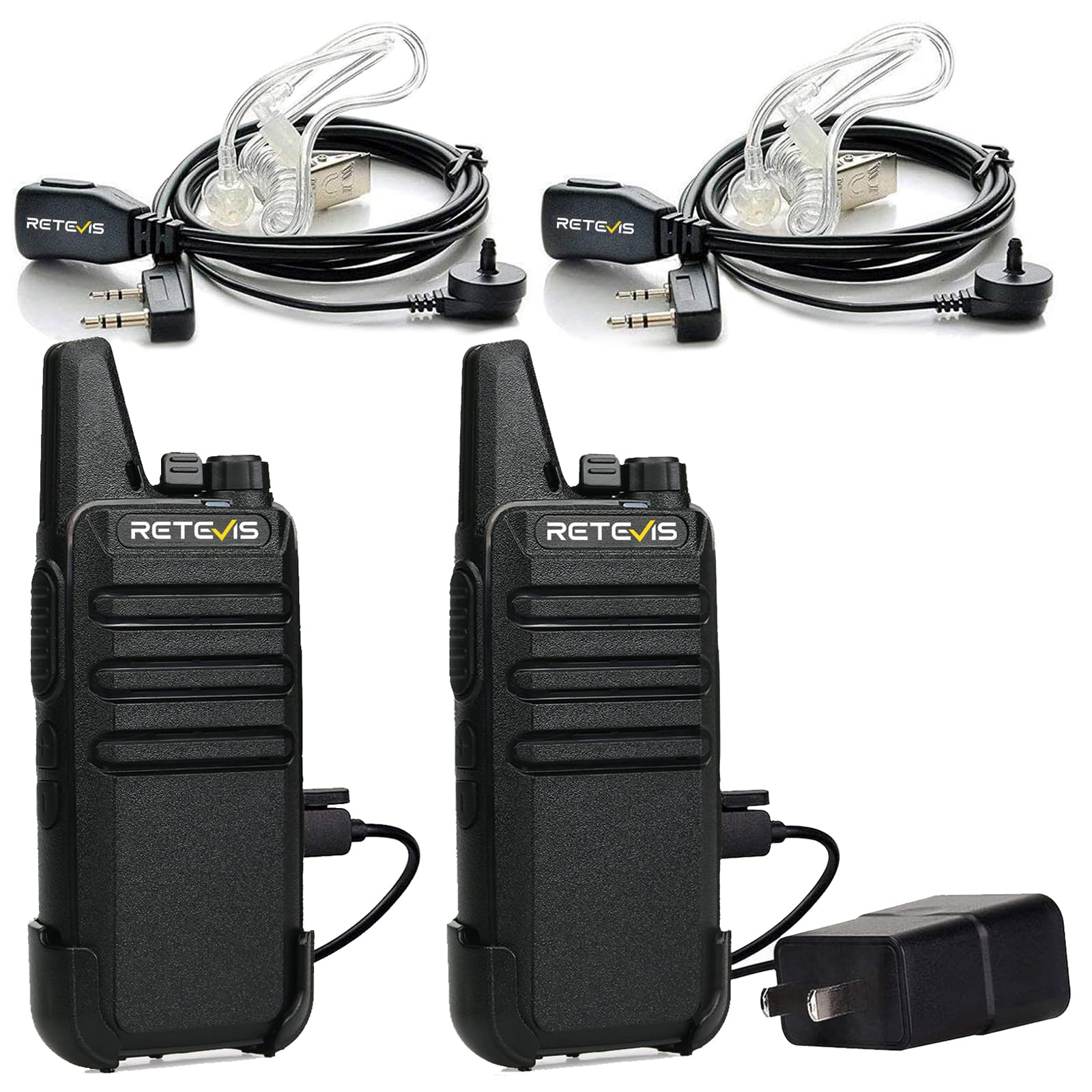 Retevis RT22 Walkie Talkies, Mini 2 Way Radio Rechargeable, VOX Handsfree, Portable, Two-Way Radios Long Range with Earpiece, for Family Road Trip Camping Hiking Skiing(2 Pack, Black)