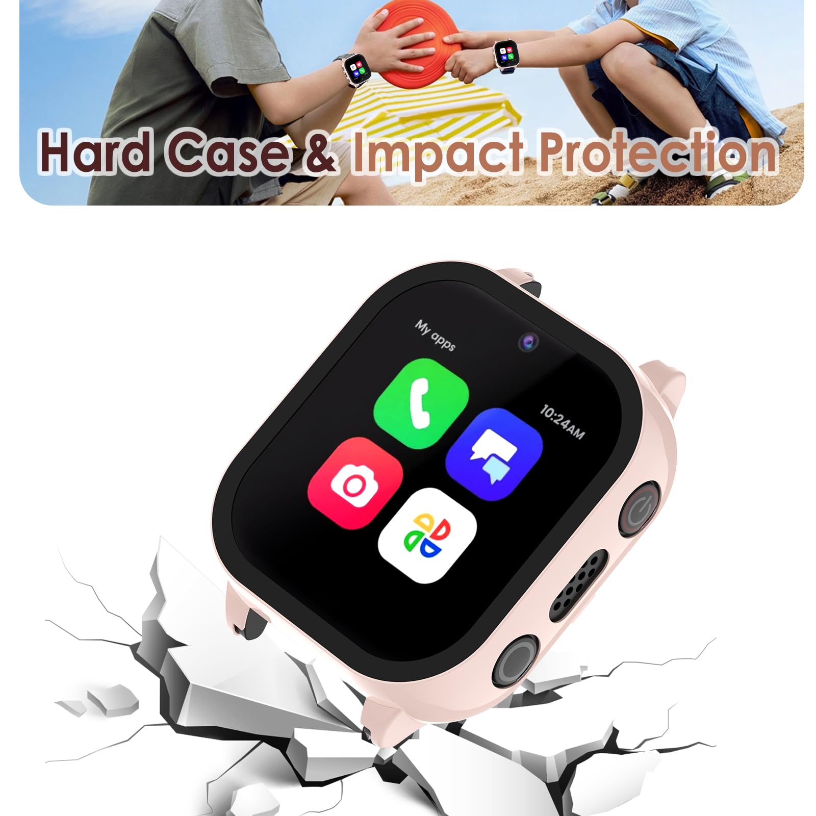 Simpeak 5-Pack Screen Protector Case Compatible with Cosmo JrTrack 4/3, Hard PC Tempered Glass Bumper Case Cover Compatible with Cosmo JrTrack 4 3, Clear/White/Black/Pink/Blue