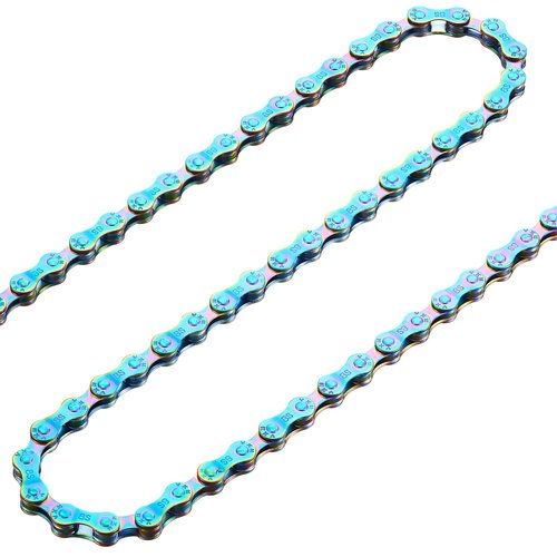 YBEKI 6/7/8/9/10/11 Speed Carbon Steel Bike Chain with Full Silver Plating, 116 Links, 3 Extra Master Links & Chain Tool - Compatible with Shimano/SRAM Mountain, Road (6/7/8 Speed, Multicolour, 1)