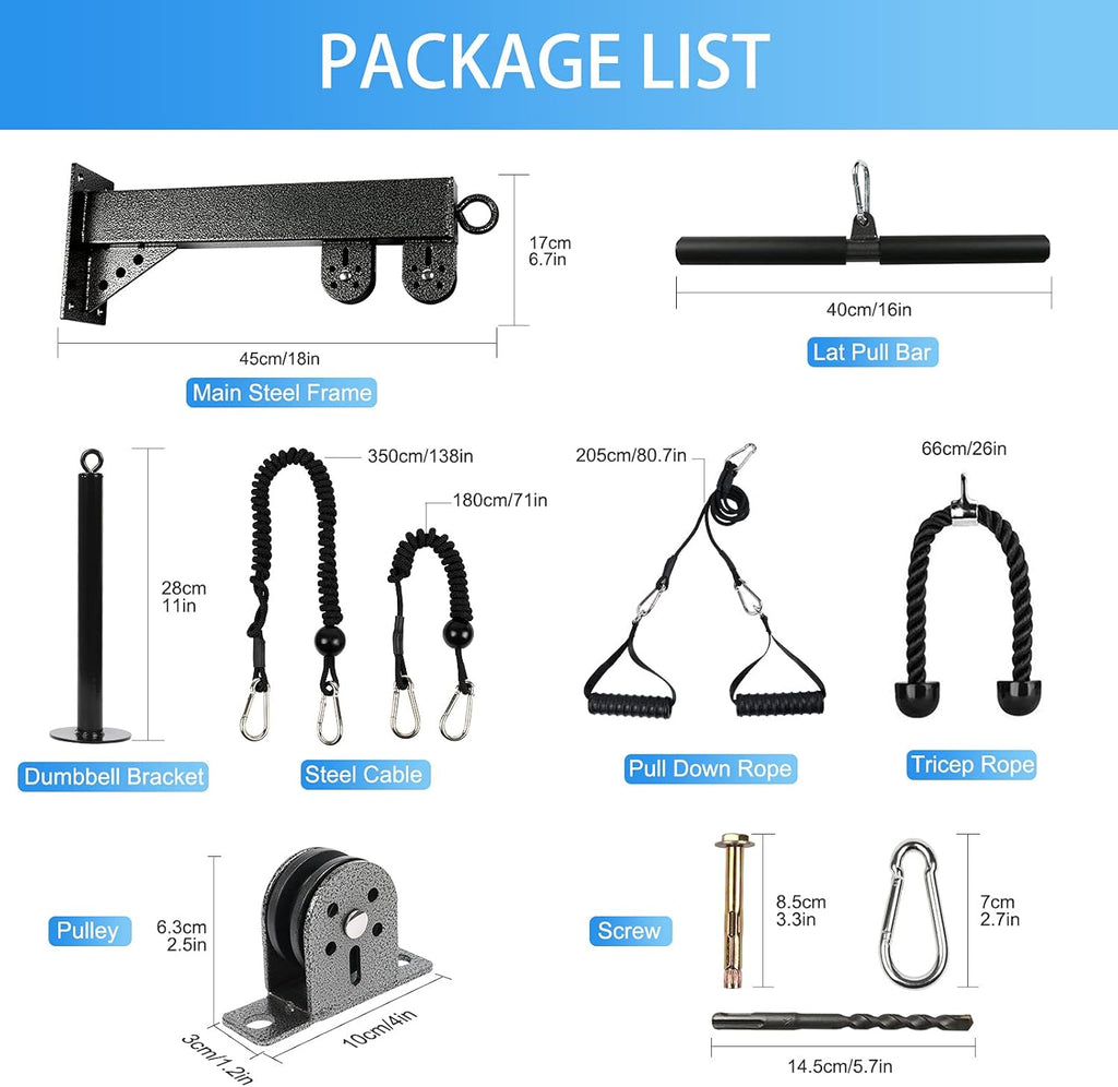 TRENDBOX Gym Cable Machine Pulley System - LAT Pulldown Attachments for Home Fitness | Chest Expansion