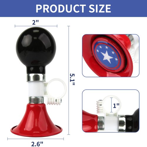 Kids Bike Horn, Children Bicycle Horn, Bike Bell for Kids, Handlebar Ring Bell for Bike (Black&Red)