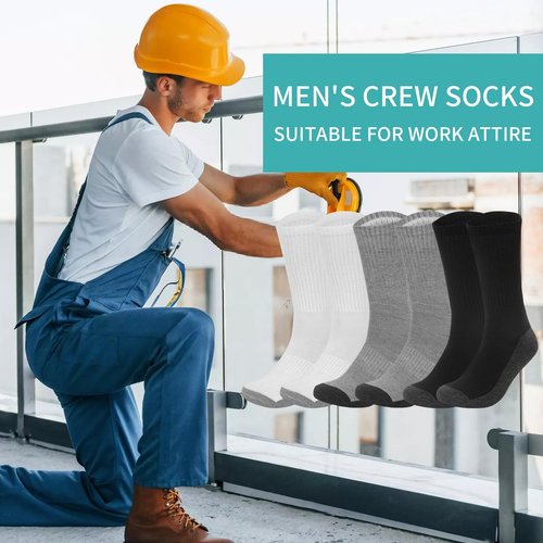 Usavemo 30 Pairs Mens Crew Athletic Socks Cushion Running Ourdoor Sports Work Socks for Men Size 10-13