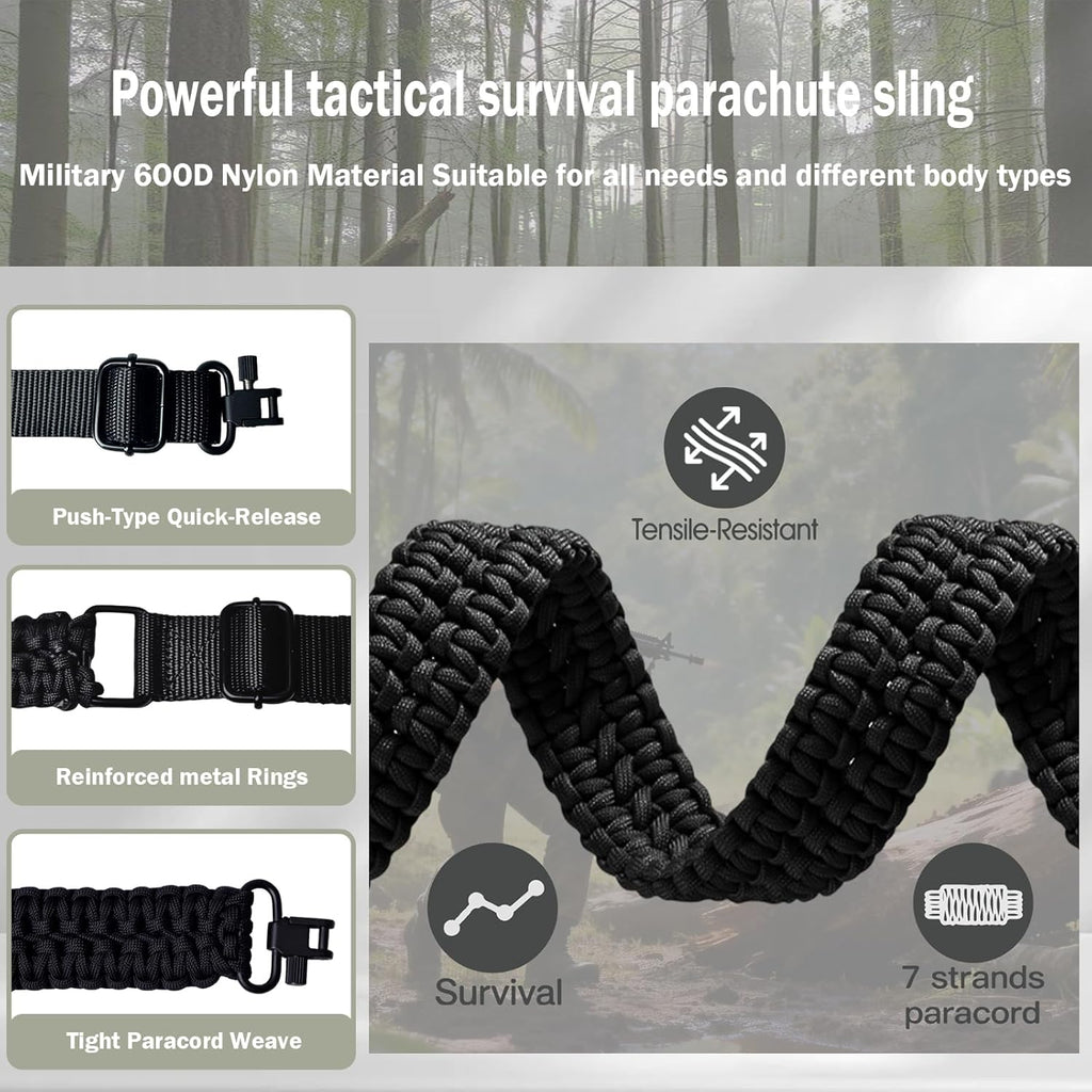 Skiennix Adjustable Paracord Rifle Sling - Heavy-Duty 2-Point Design for Hunting | Includes Swivel Mount