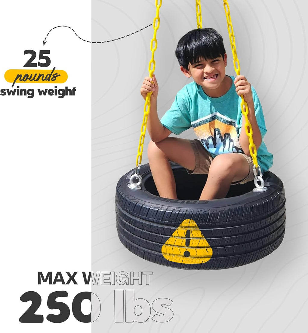 Skiennix Tire Swing - Durable Plastic Coated Chains for Kids & Adults | Outdoor Swing Set Accessories