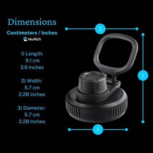 NuRich Hydraflow Wide Mouth Spout Twist Chug Nalgene Replacement Lid | Compatible with Nalgene 32 oz Wide Mouth Lid, Hydroflask & Many More Top Water Bottle Brands Sizes 12 16 18 20 32 40 64 Oz