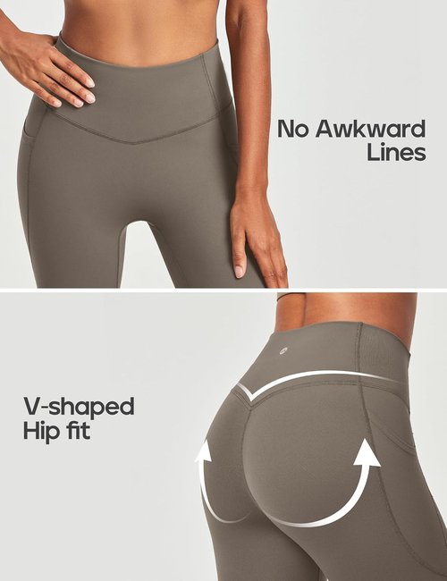 Heathyoga Compression Leggings - Tummy Control, No Front Seam, Pockets | Women's Workout Yoga Pants