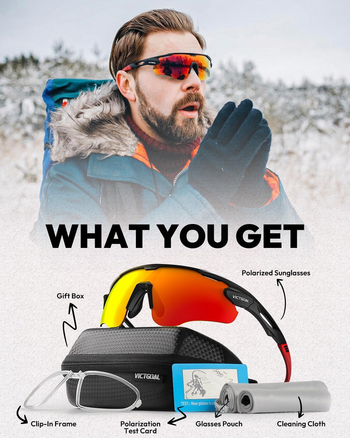 VICTGOAL Cycling Glasses - Polarized UV Protection Sunglasses for Men & Women | Lightweight TR90 Frame