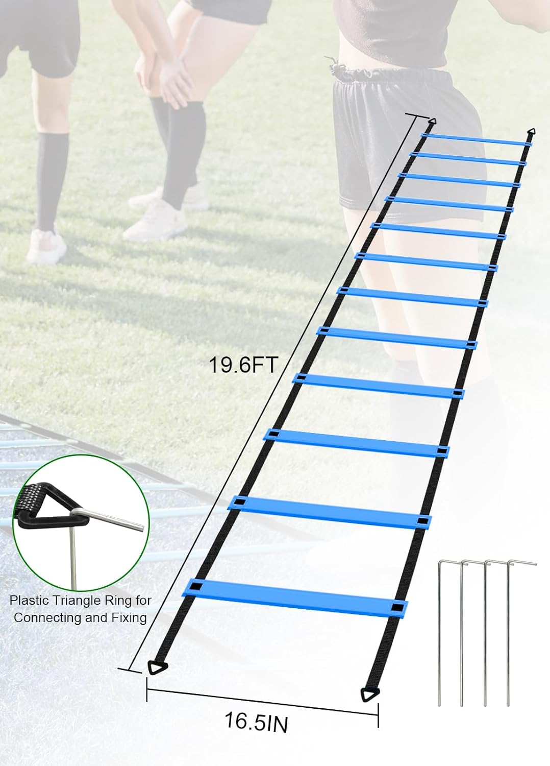 Speed Agility Training Equipment Set - 20ft Agility Ladder, 10 Disc Cones & Resistance Parachute for Football, Soccer, Basketball