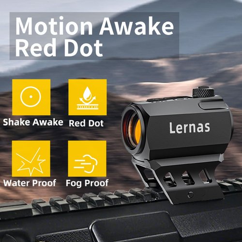 LERNAS 2MOA Motion Awake Red Dot Sight for Rifle, 11 Brightness Adjustable, IPX7 Waterproof 1000G Shockproof Compact Optics, Absolute Co-Witness Mount, 20mm Rail Mount Rifle Scope