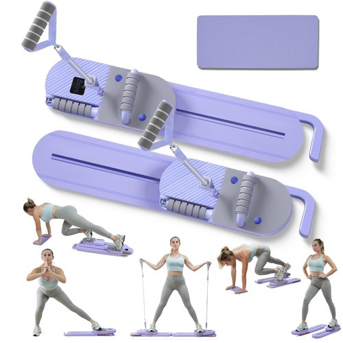 Upgraded Split Pilates Board-Pilates Reformer Set 6 in 1 Multifunctional Abdominal Fitness Board for Home Workout Equipment, Foldable Pilates Portable Reformer Machine, Ab Board Trainer for Women
