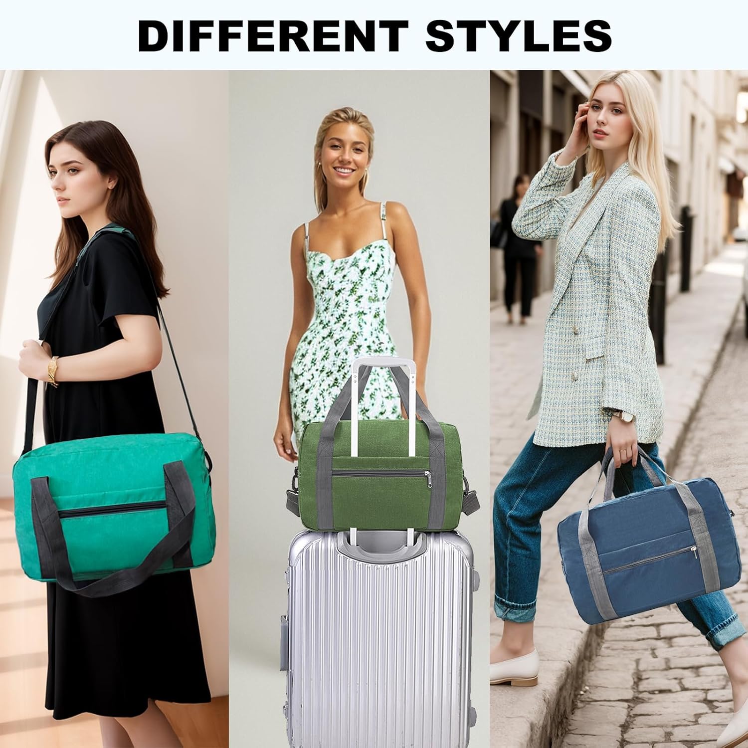 Skiennix 15-Inch Small Carry-On Bag - Foldable Travel Duffle for Airplanes | Underseat Gym Bag (20L, Green)