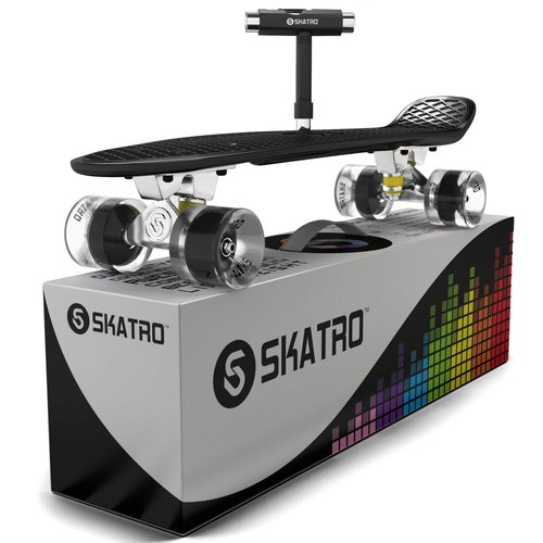 Skatro Mini Cruiser Skateboard. 22x6inch Retro Style Plastic Board Comes Complete