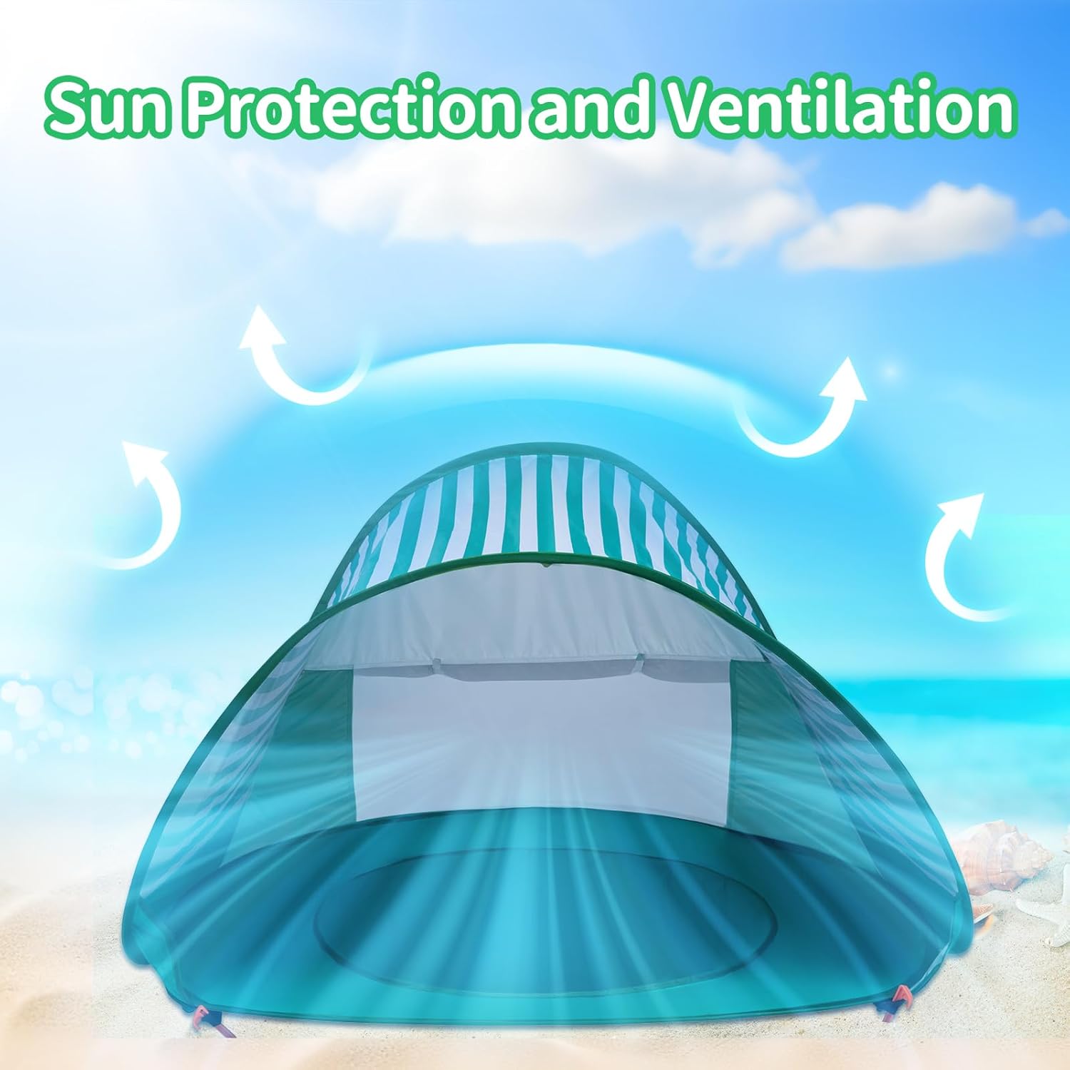 Skiennix Baby Beach Tent - Portable Sun Protection Shelter for Boys & Girls | Aqua Green