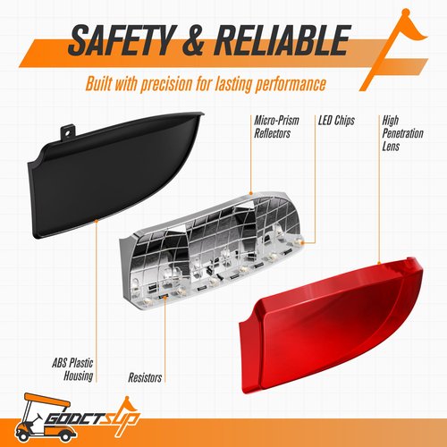 GODCTSUP LED Golf Cart Taillight Kit for Club Car Precedent 2004-Up & Tempo 2018-Up, Driver&Passenger Side Club Car Tail Lights 12V with 3-Pin Plug, Street Legal Rear Lights OEM# 102529001, 102528901