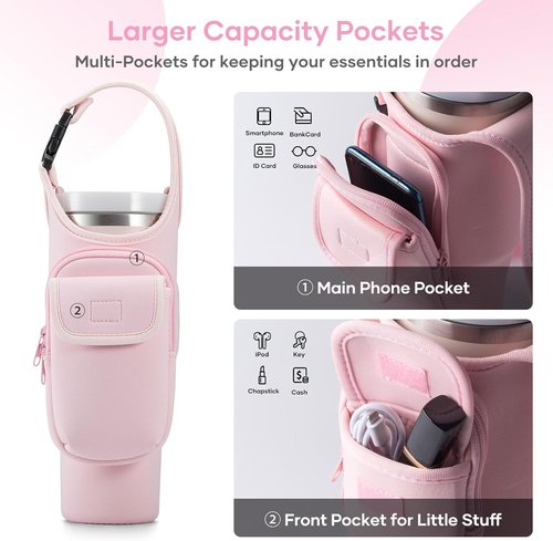 Bufilea Carrier Bag - Insulated Neoprene Crossbody with Phone Holder for Stanley 40/30oz Tumblers