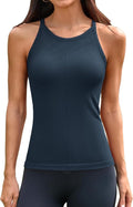 ATTRACO Women's Workout Tank Top - Built-In Bra, Seamless Ribbed Racerback Camisole | Athletic Fit