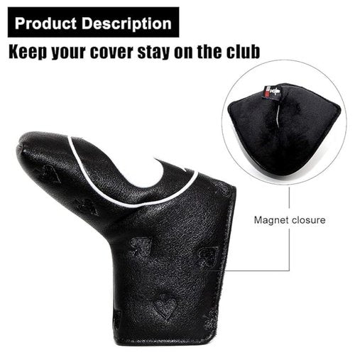 Blade Putter Cover Magnetic Premium Golf Putter Cover Headcover for Blade, Black Golf Club Cover PU Leadther Ace Blade Putter Head Cover for Men Golfer Golf Accessories