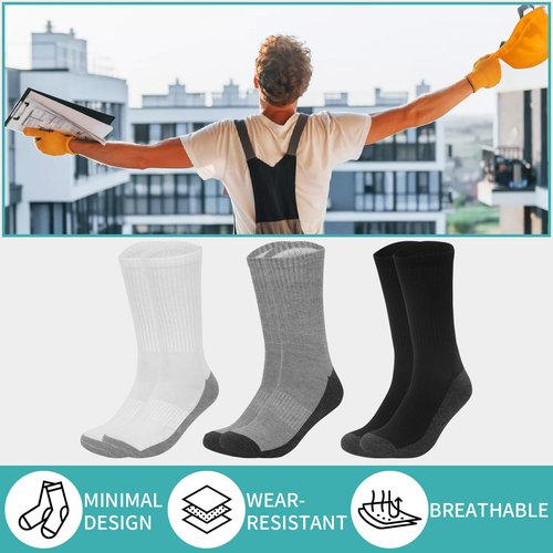 Usavemo 30 Pairs Mens Crew Athletic Socks Cushion Running Ourdoor Sports Work Socks for Men Size 10-13