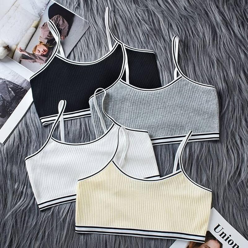 Herepai Cotton Training Bras for Girls Seamless Camis 7-14Y, 6-Pack 10-12 Years Variation