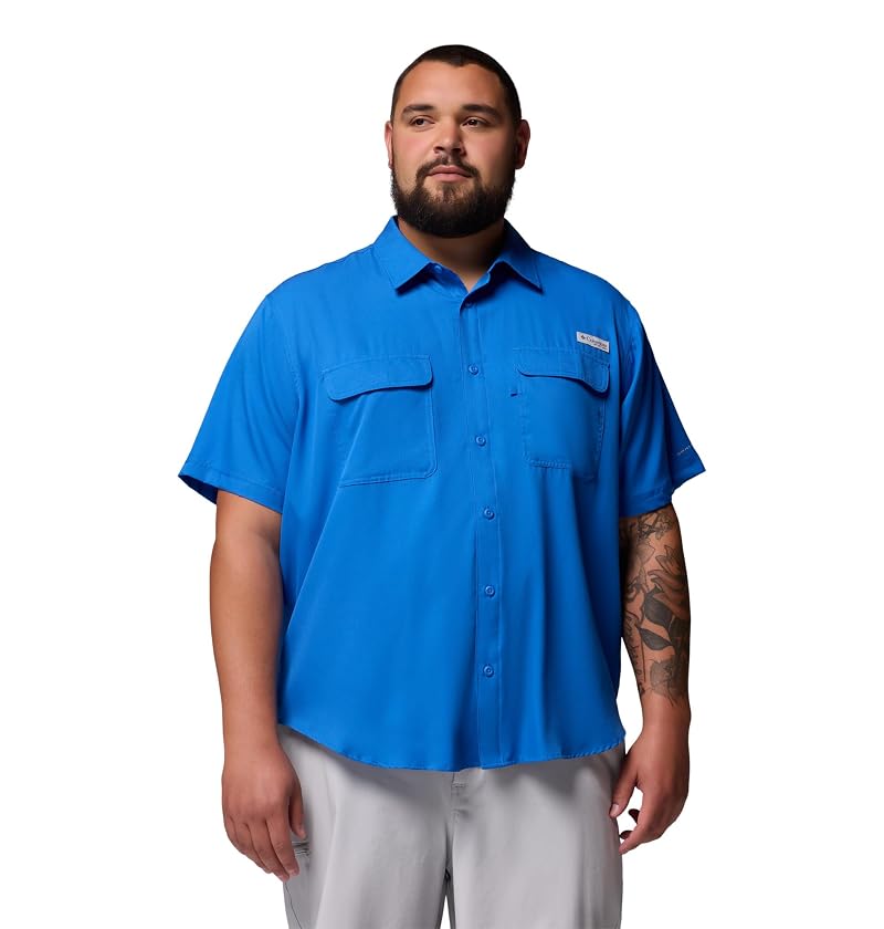 Columbia PFG Backwater Short Sleeve Fishing Shirt - Vivid Blue, Large