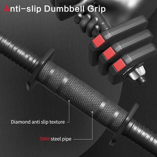 Adjustable Weight Dumbbell Set, 22LB/44LB/66LB Free Weights with Connector, 3 in 1 Dumbbells Barbell Set and Push Up Stand, Home Gym Fitness Exercises Suitable for Men Women (44)