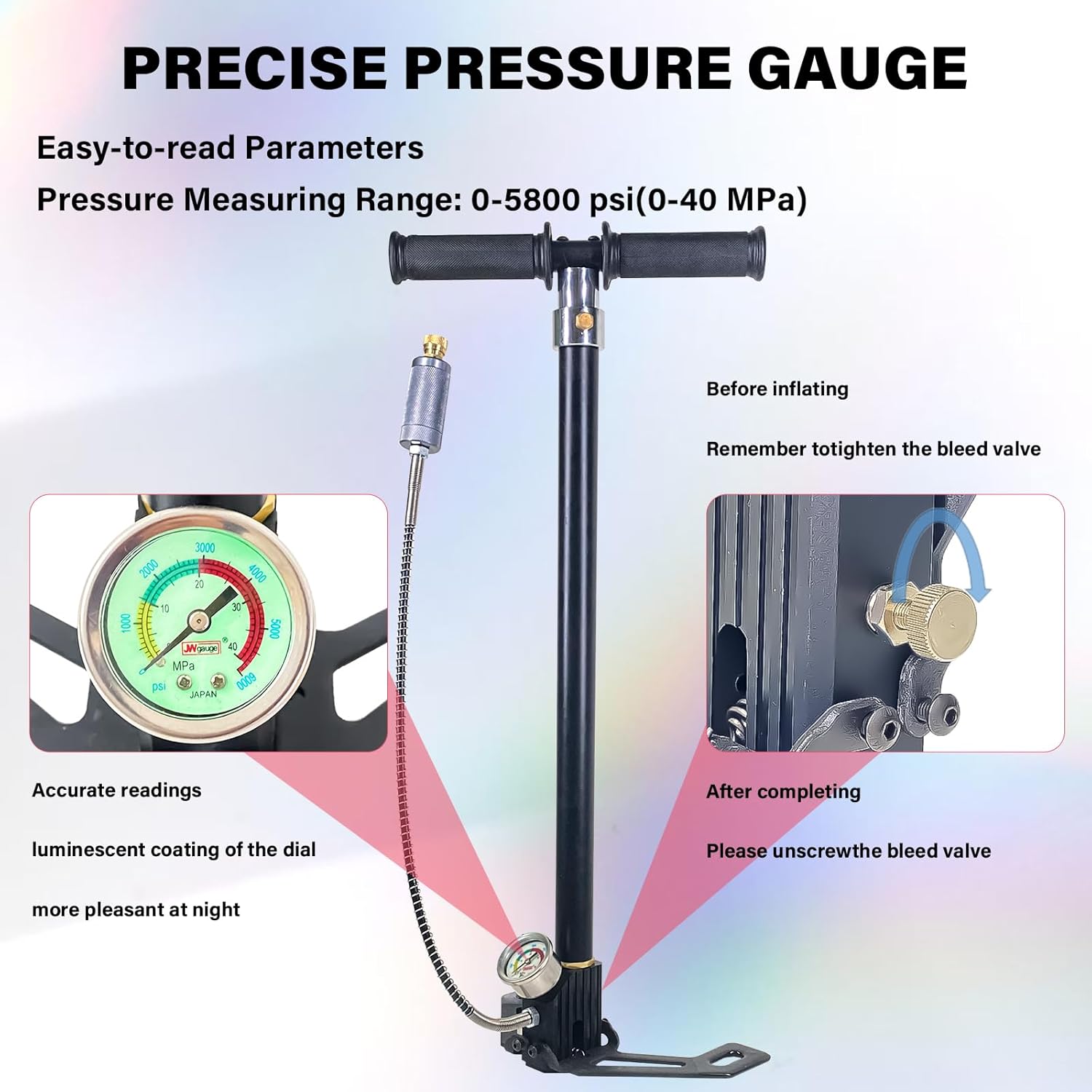 PCP Air Pump - High Pressure Hand Pump 4500 PSI | 4 Stage Airgun Filling Pump for 30 MPA Air Rifles