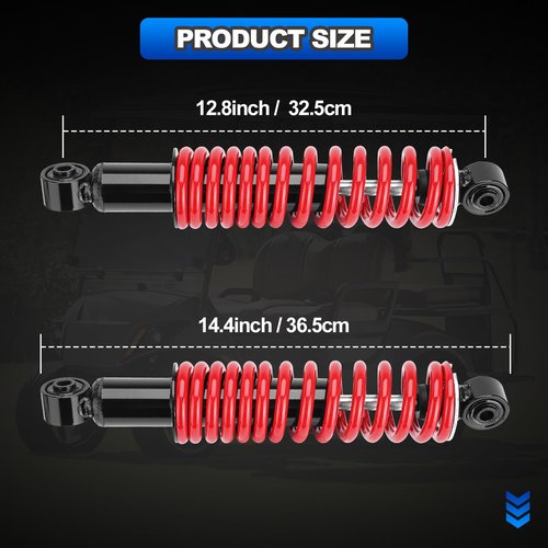 Rear Golf Cart Shock Absorbers Heavy Duty with Springs Compatible with 1995-up Yamaha Gas and Electric G14 G16 G19 G20 G22 G29 Models Replace# JN4-F2210-00, JN3-F2210-00 (RED)