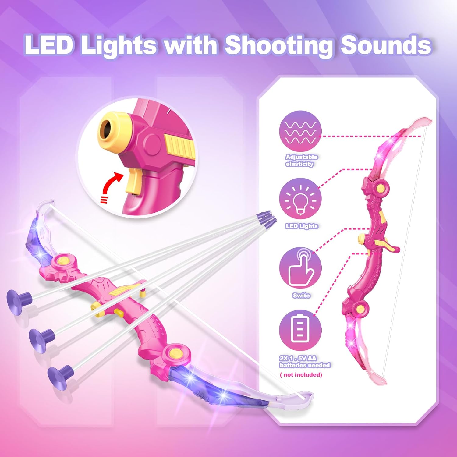 SpringFlower Archery Set - 2 Bow and Arrow Sets with LED Lights & Foam Dart Guns | Perfect Gift for Kids 5-10+ Years