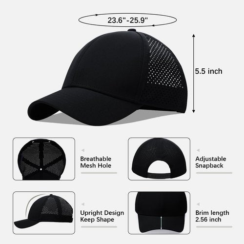 Oversize XXL Quick Dry Baseball Caps for Men, Mesh Snapback Hat for Big Head 23.6"-25.9", Unisex Outdoor Sport Hat