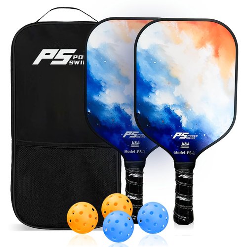 Pickleball Paddles Set of 2 - USAPA Approved Fiberglass Pickleball Paddles Set with 2 with SRT Pro Polymer Honeycomb Core, 4 High-Performance Pickleballs, Carrying Bag and 2 Grip Tapes
