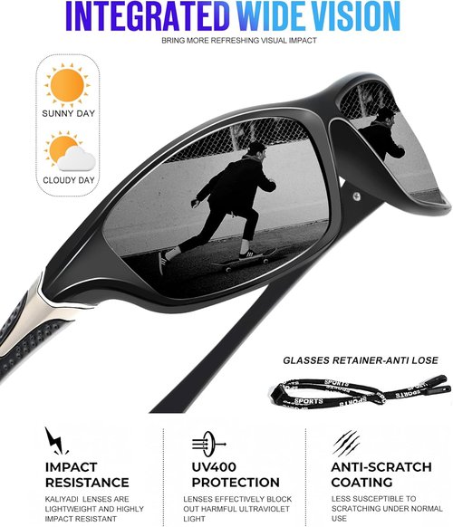 KALIYADI Polarized Sunglasses for Men - UV Protection Sports Eyewear | 4 Pack for Fishing, Driving, Cycling
