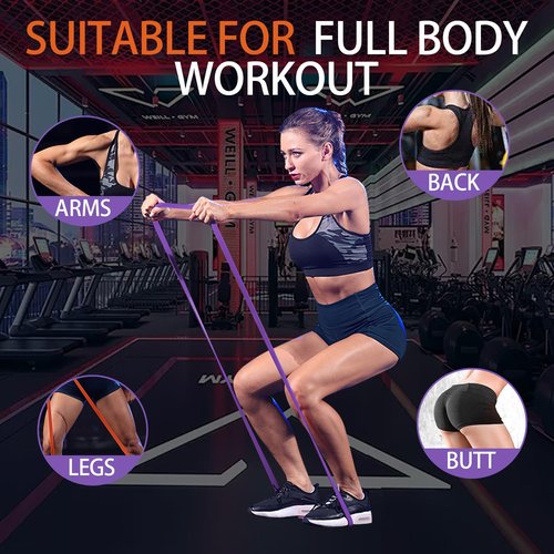 Heavy Duty Resistance Bands Set, 4 Resistance Levels 25-175LBS, 82 Inch Natural Rubber Workout Bands for Home Gym Travel, Fitness Bnds for Beginners to Pros, FBA