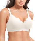 YEOREO Wireless Push-Up Bra - Full Coverage Seamless Comfort Bralette | Scalloped Design